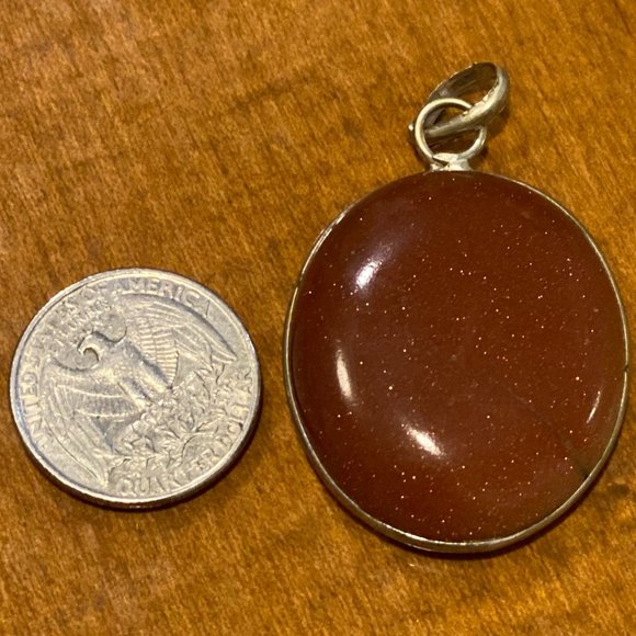 Natural Red Sparkling Sandstone Pendant. - Picture 5 of 6